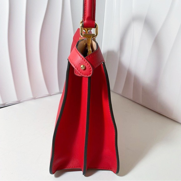 Fendi Red Leather Peekaboo Handbag - Picture 3 of 12